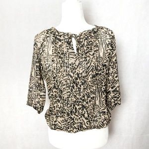 Animal print sheer blouse